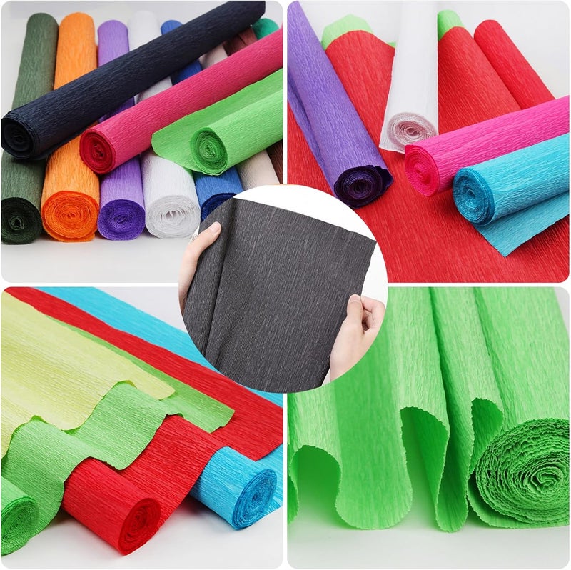 Miuezuth Crepe Paper Flower DIY 14 Colors, 9.8 x 98 Inch Wide Crepe Paper for DIY Gift Wrapping Paper Crafts, Paper Flower Birthday Parties Weddings Festival Decoration (Multiple Colors 3) - Image 3